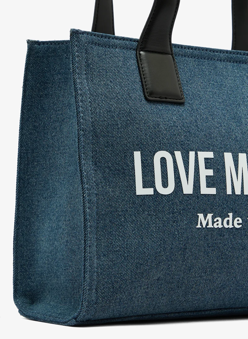 Love Moschino  Signature Love Denim Shopper Tote for Women | Best Price UAE